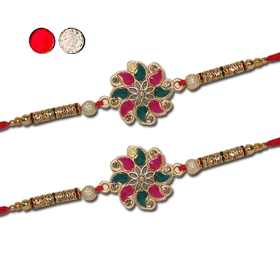 "Zardosi Rakhi - ZR-5060 A-code 040 (2 RAKHIS) - Click here to View more details about this Product